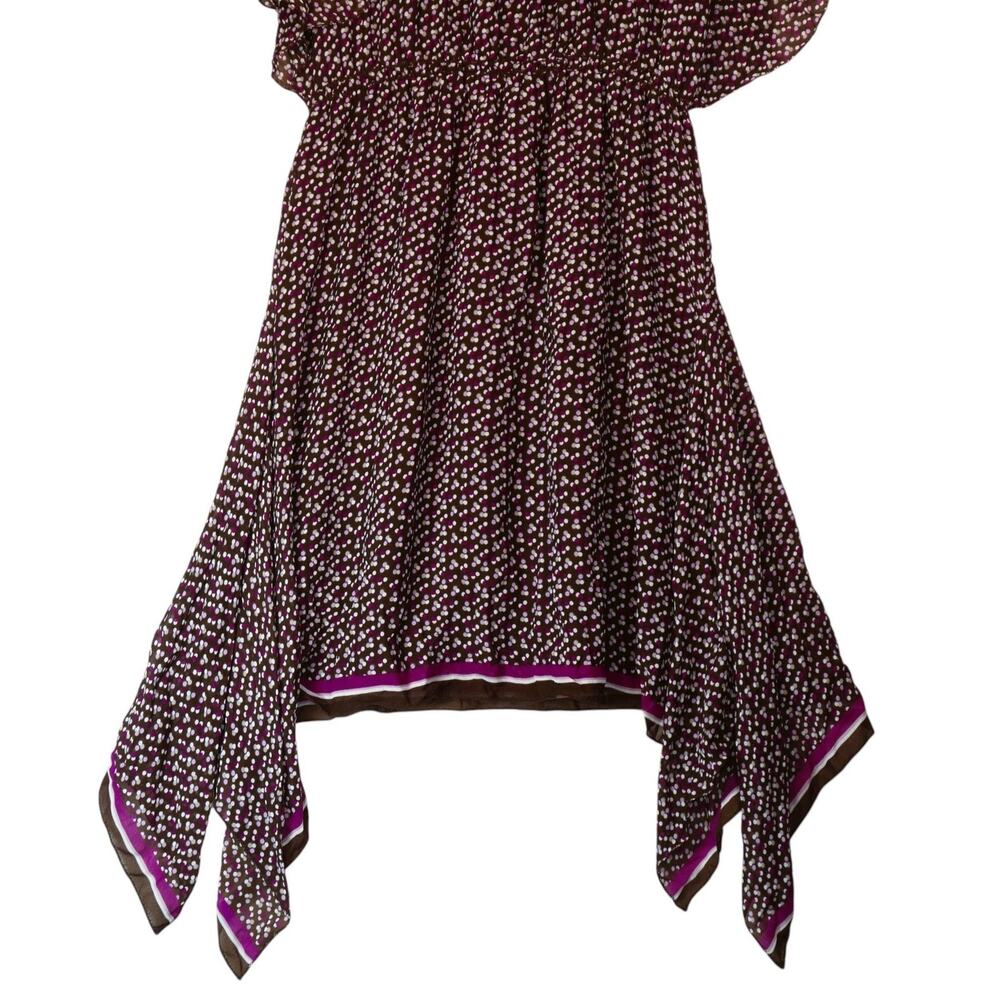 Max Studio Dress Womens XL Brown Pink Polka Dot Hanky Hem Slinky - Picture 4 of 12